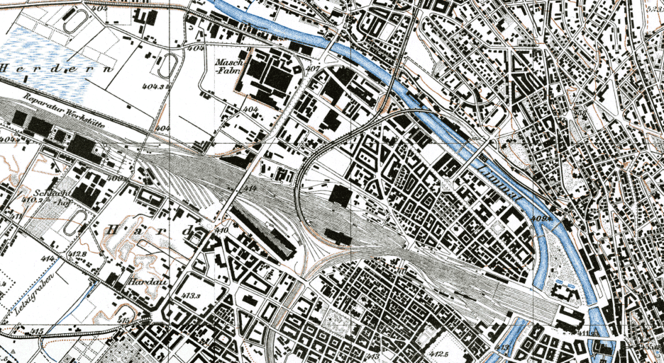 gbmz genossenschaft - Abb.1, Ausschnitt Siegfriedkarte Zürich, ca. 1930